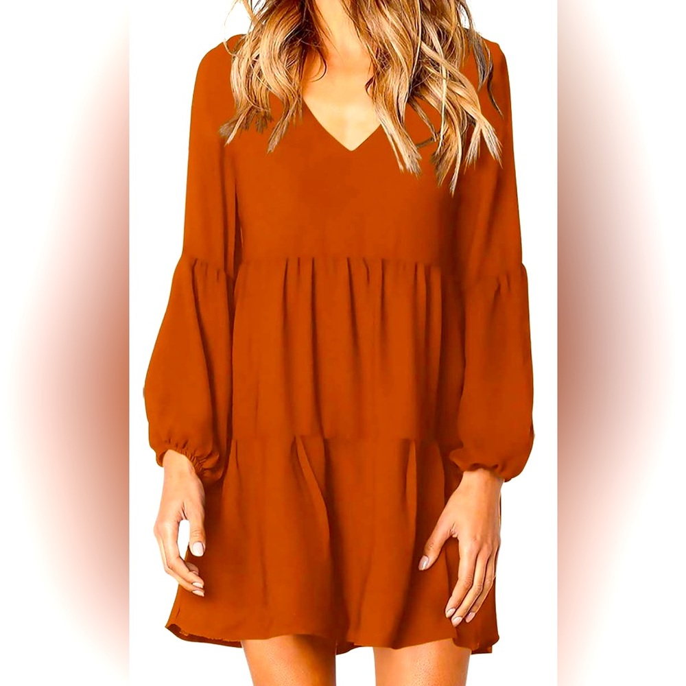 Amoretu/Amazon Casual Burnt Orange Sundress Size L